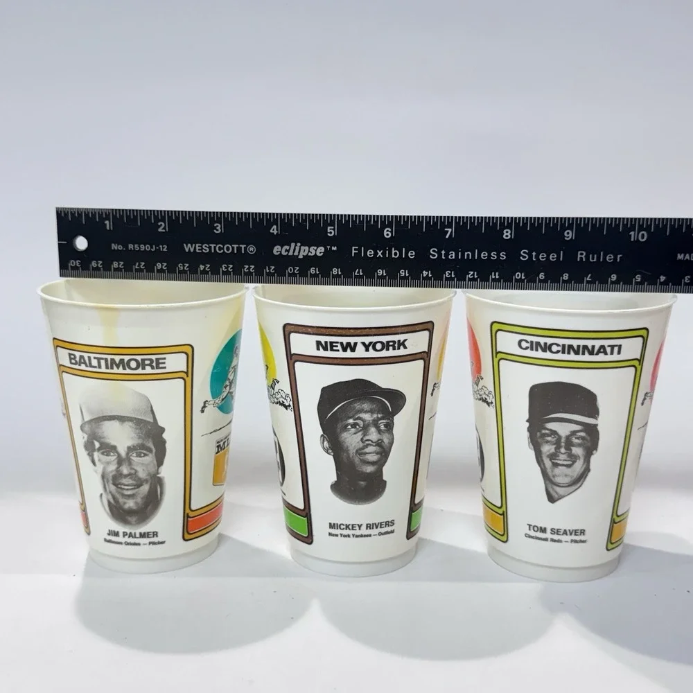 1978 7-Eleven MLB Plastic Slurpee‎ Cups Lot of 3 Palmer Seaver Rivers
